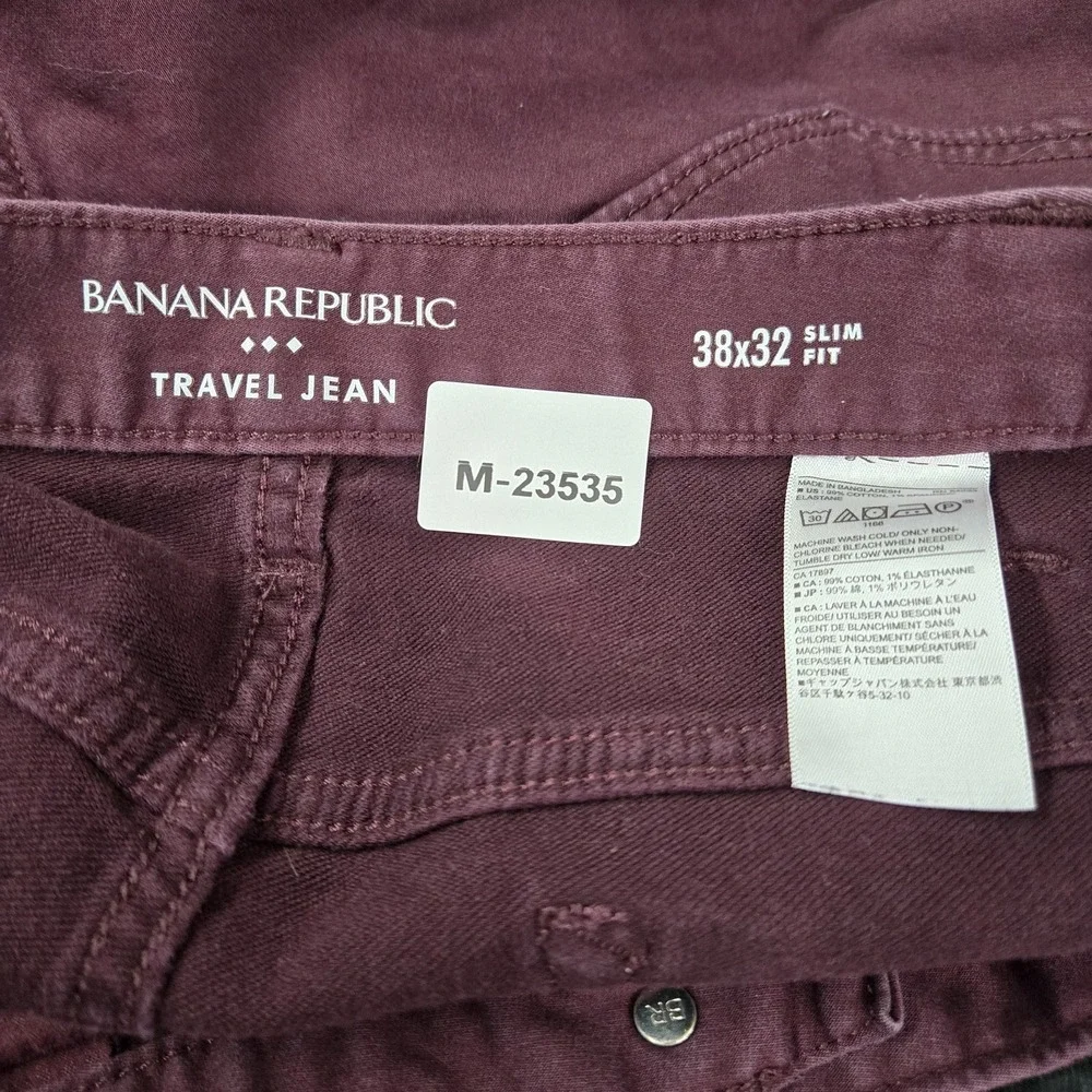 Banana Republic Men Jeans 38X32 Burgundy Denim Travel Jean‎ Slim 31